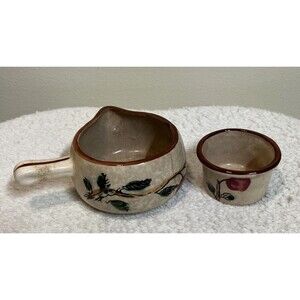 Vintage Rare 1960s Apples Butter Melter Syrup Warmer & Dipping Cup Hand Painted